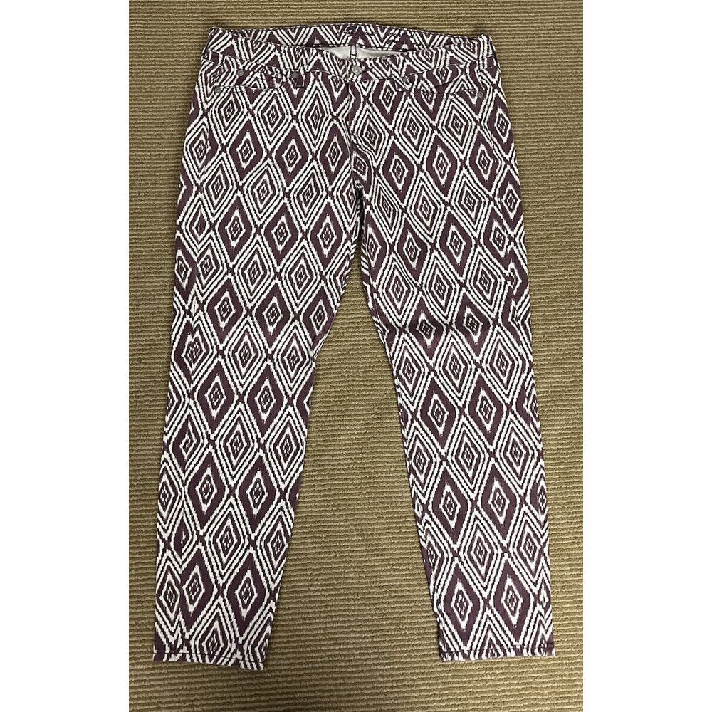 7 for All Mankind The Cropped Skinny Jeans Geometric Dark Mauve Womens Size 31